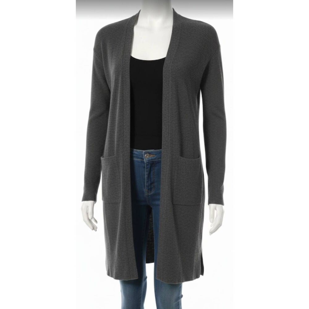 Womens medium long duster cardigan alpaca wool gray sweater Carlisle timeless
